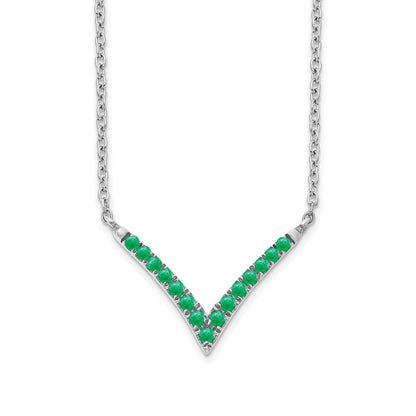 14k White Gold Emerald 18in. V-Necklace
