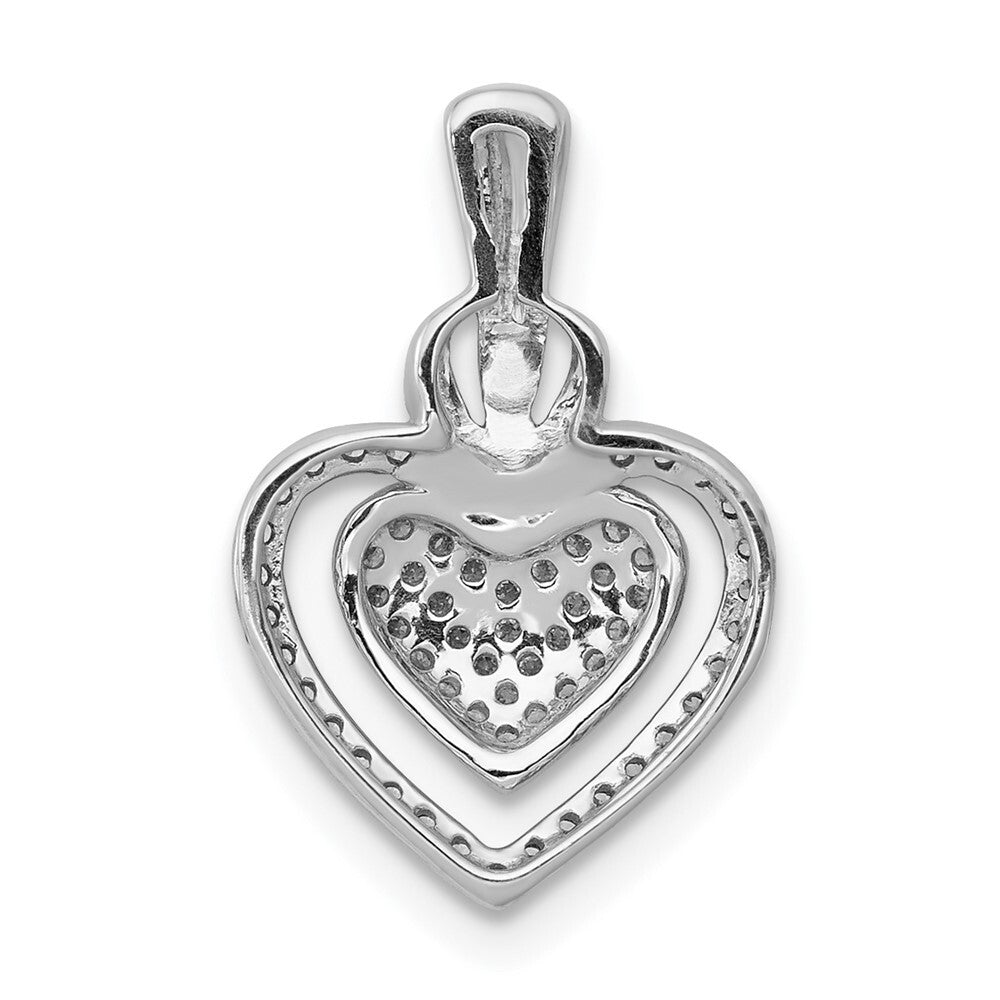 14k White Gold 1/5ct. Diamond Fancy Double Heart Chain Slide Pendant for Women