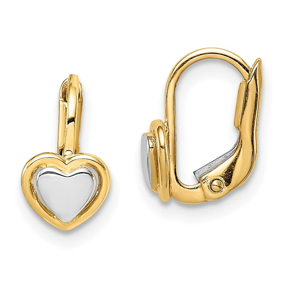 14k Two-tone Gold Children's Heart Hoop Earrings