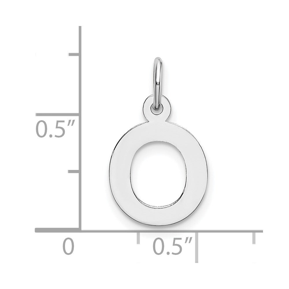 14k White Gold Small Block Letter O Initial Charm Pendant for Women