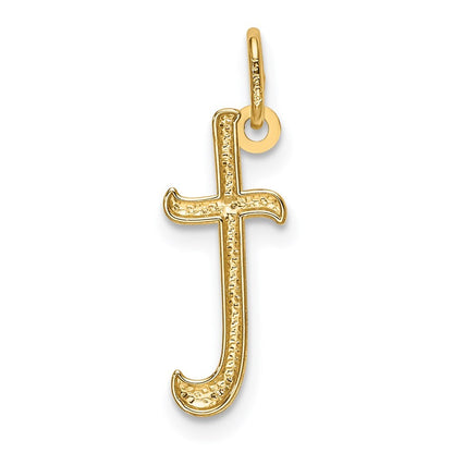 14k Yellow Gold Letter T Initial Charm Pendant for Women