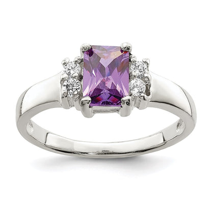 Sterling Silver Purple & White Cubic Zirconia Ring Size 7