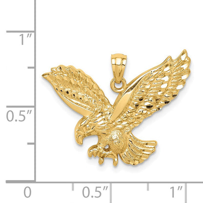 14k Yellow Gold Diamond-cut Eagle Pendant for Women