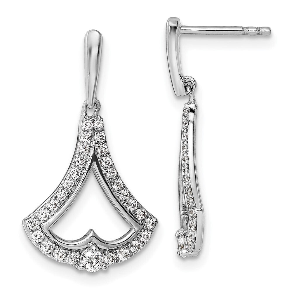 14k White Gold Diamond Dangle Earrings