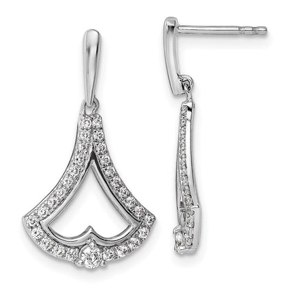 14k White Gold Diamond Dangle Earrings