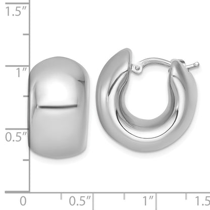 Sterling Silver Rhodium-plated Polished 12.00mm x 20mm Hollow Hoop Earrings