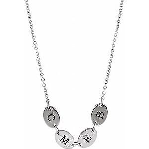 14k White Gold 4-Disc Engravable Family Disc 18" Necklace Gift for Women