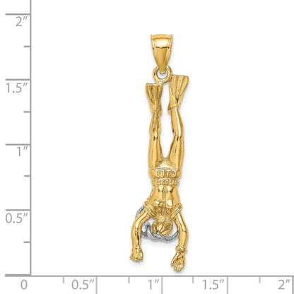 14k Two-Tone Gold 3-D Female Scuba Diver Charm
