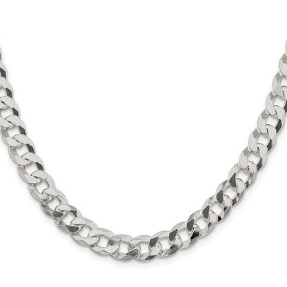 Sterling Silver 8.5mm Beveled Curb Chain Necklace