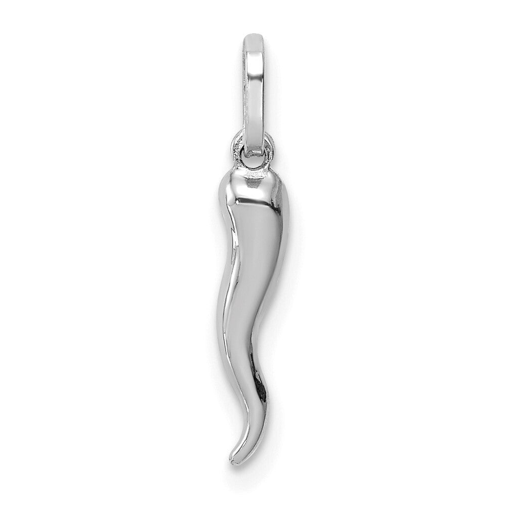 14k White Gold 3D Italian Horn Charm Pendant for Women