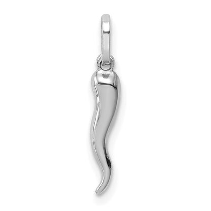 14k White Gold 3D Italian Horn Charm Pendant for Women