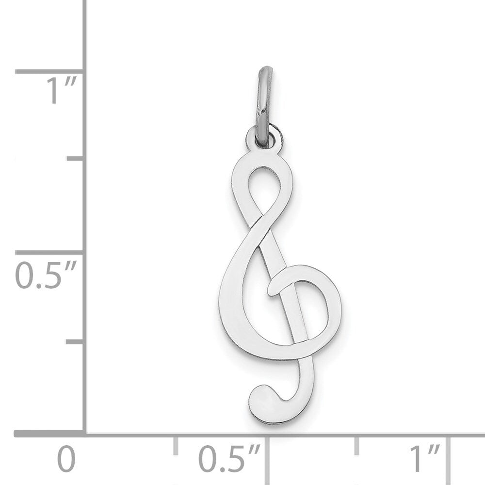 14k White Gold Polished Treble Clef Charm Pendant for Women