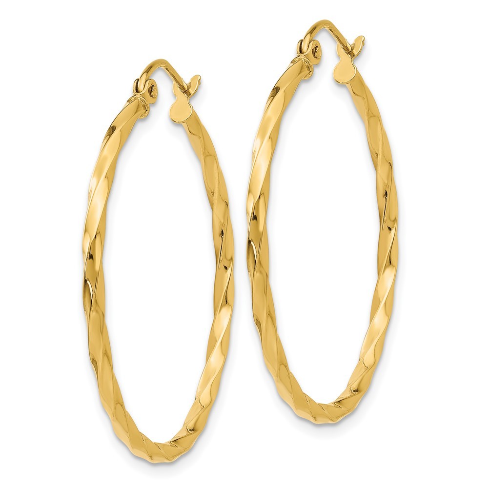 14k Yellow Gold Twist Polished Hoop Earrings
