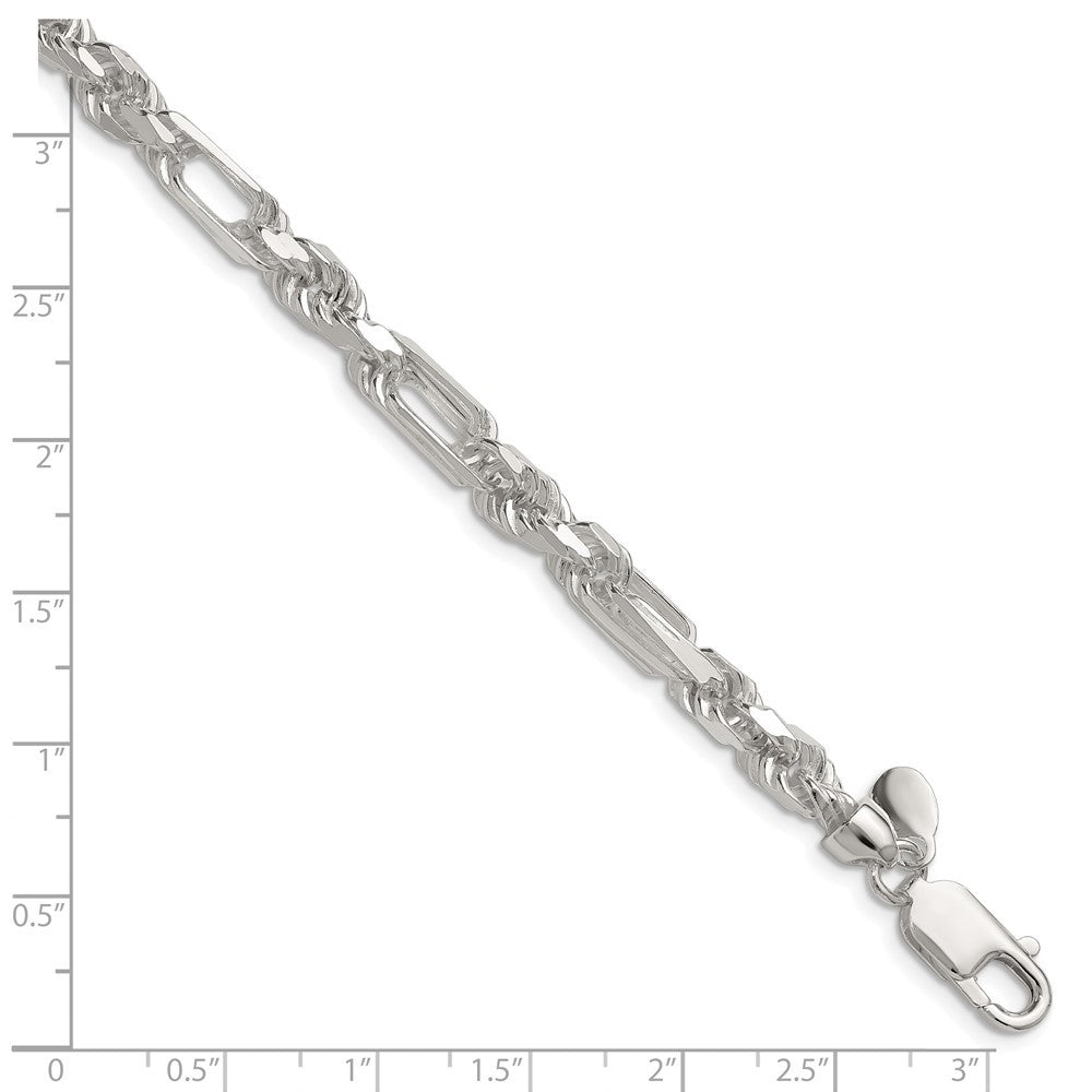 Sterling Silver 6mm Diamond-Cut Figarope Chain