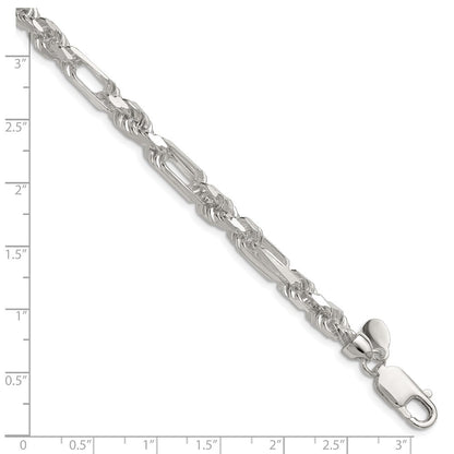 Sterling Silver 6mm Diamond-Cut Figarope Chain