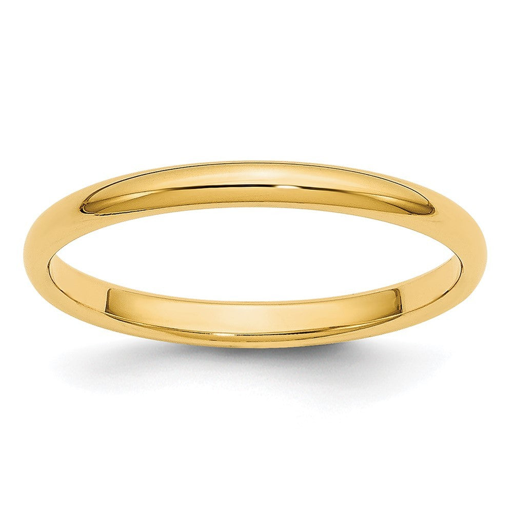 14k Yellow Gold 2mm Lightweight Half Round Wedding Band Ring Size 10