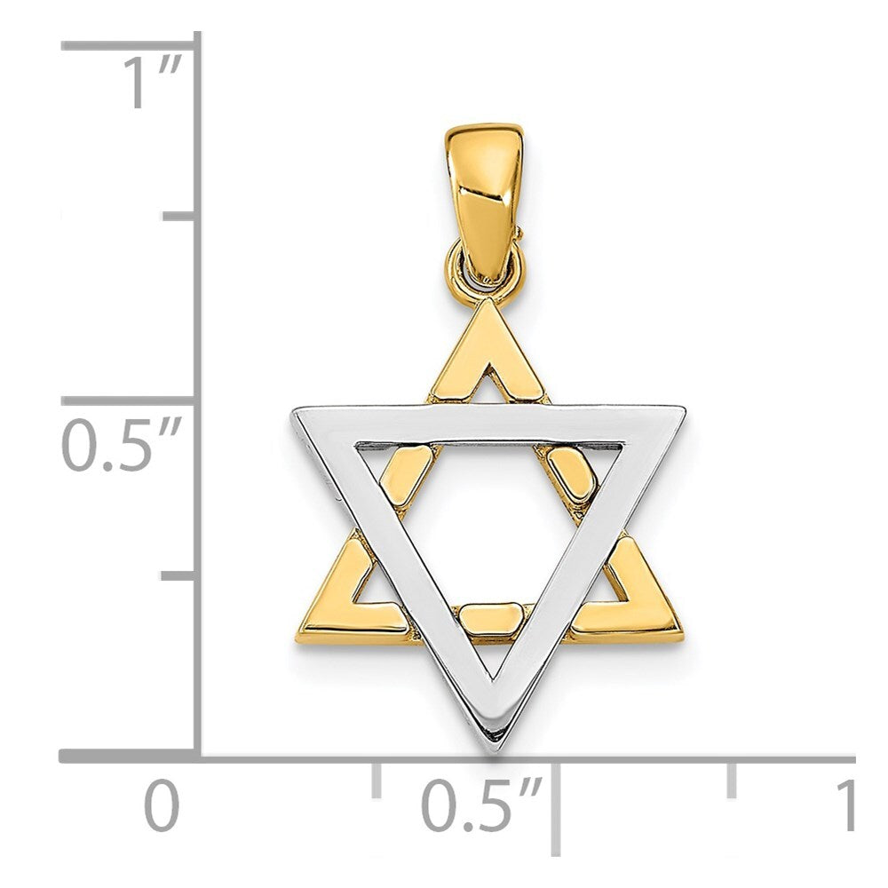 14k Two-tone Gold Star Of David Charm Pendant for Women