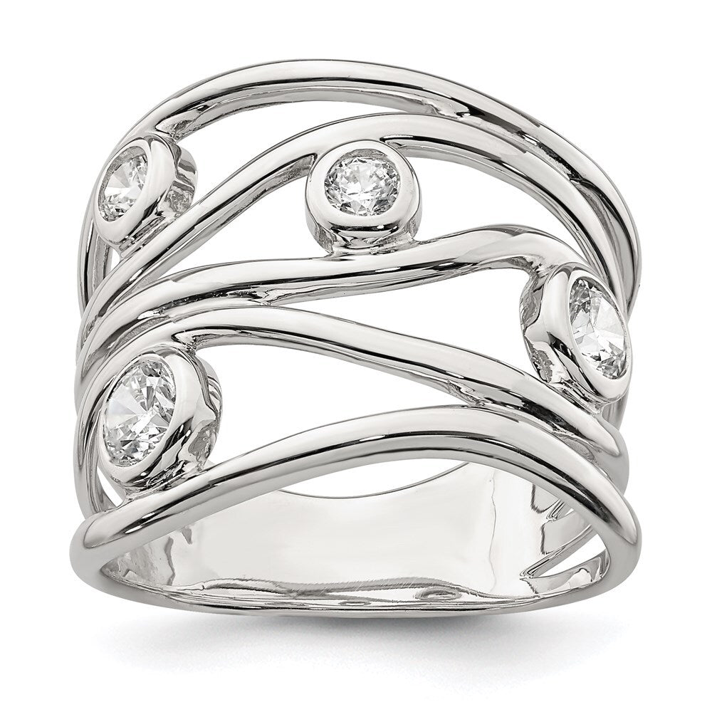 Sterling Silver Fancy Cubic Zirconia Ring Size 6