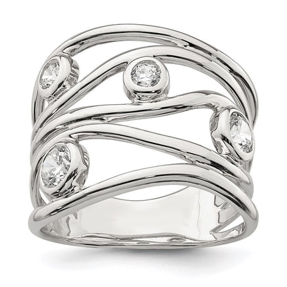 Sterling Silver Fancy Cubic Zirconia Ring Size 6