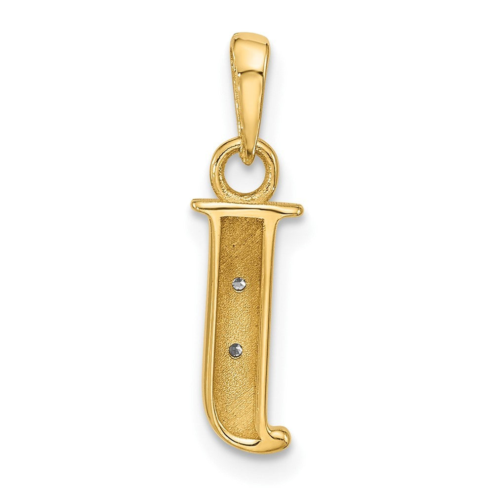 14k Yellow Gold with Rhodium Diamond Letter J Initial Pendant