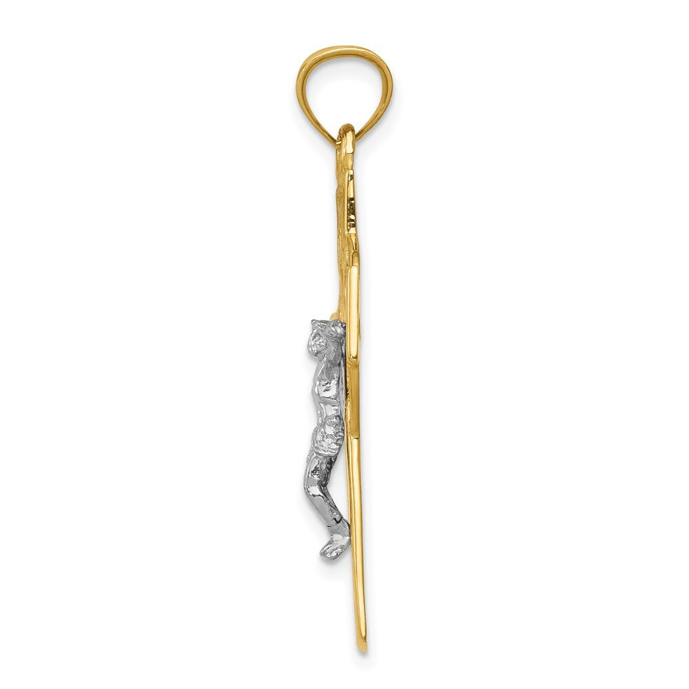 14k Two-tone Gold INRI Celtic Crucifix Pendant for Women