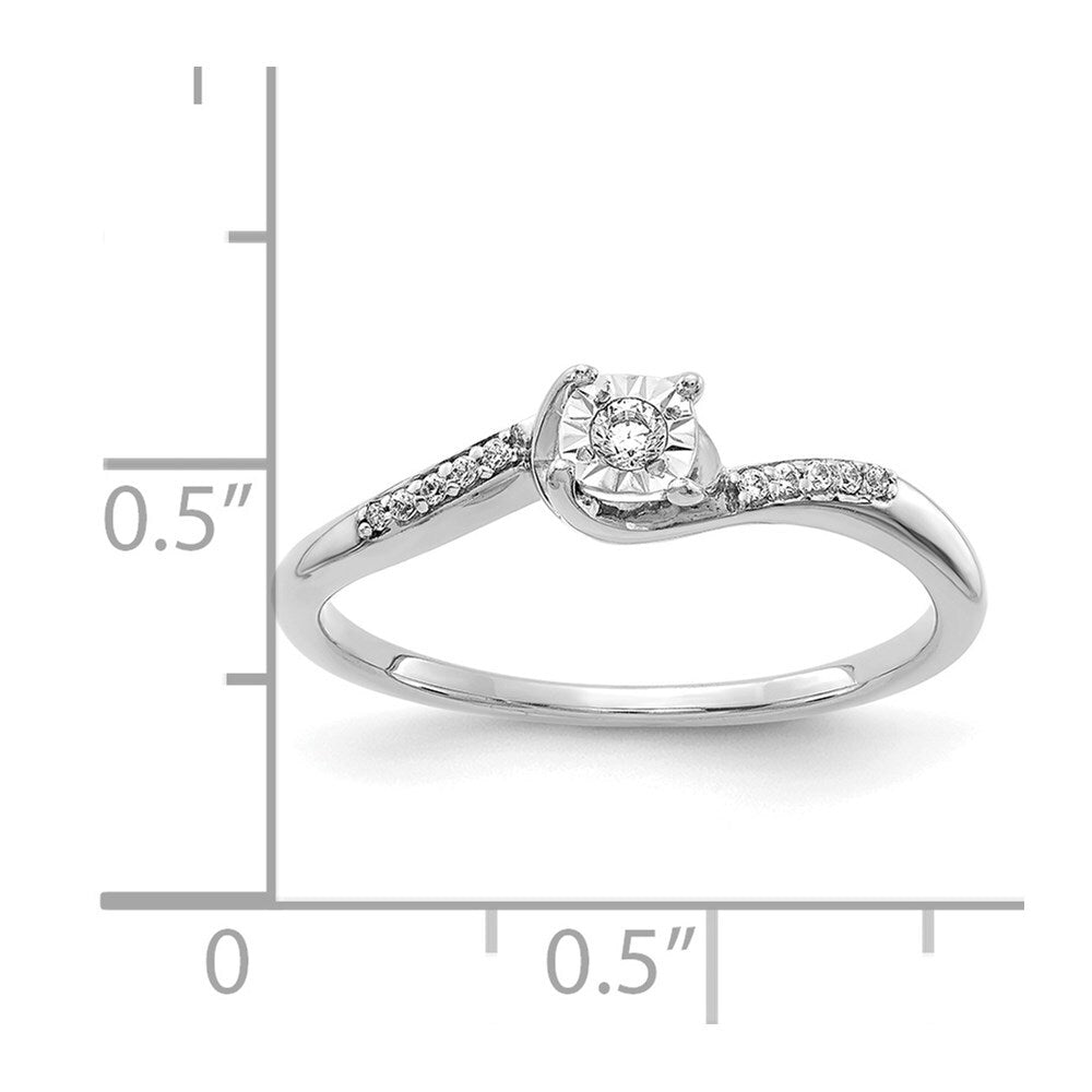 14k White Gold Diamond Bypass Ring Size 7