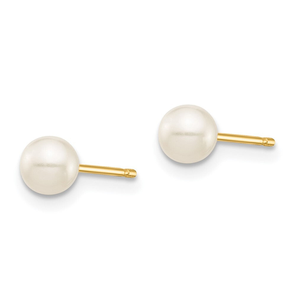 14k Yellow Gold 4-5mm Freshwater Cultured Pearl Stud Earrings Gift for Women
