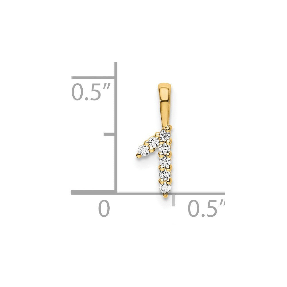 14k Yellow Gold Diamond Number 1 Pendant