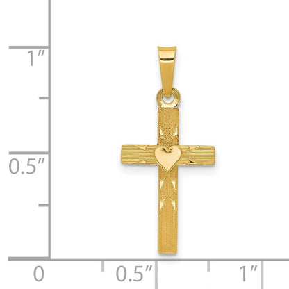 14k Yellow Gold Small Hollow Cross Charm Pendant for Women