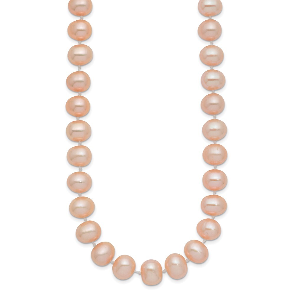 14k Yellow Gold 8-9mm Pink Near-Round Freshwater Cultured Pearl 28 inch Necklace
