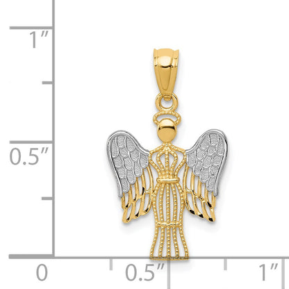 14k Yellow Gold Rhodium Angel Pendant for Women