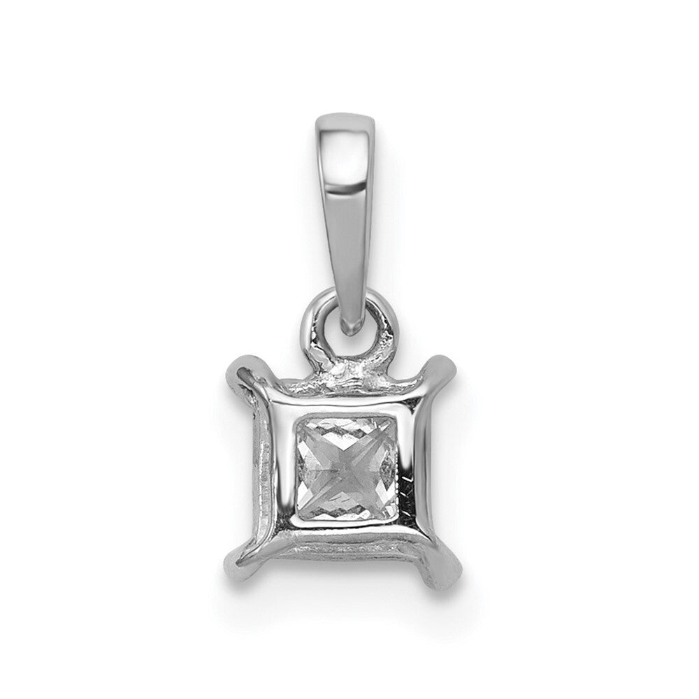 14k White Gold 1/5ct. Diamond Square Pendant for Women