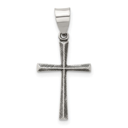 Sterling Silver Antiqued Solid Textured Latin Cross Pendant