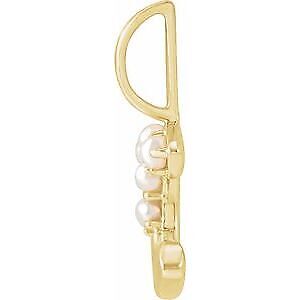 14k Yellow Gold Cultured White Freshwater Pearl Initial C Charm Pendant