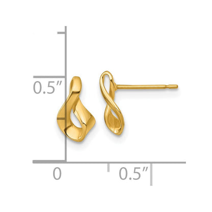 14k Yellow Gold Polished Fancy Twisted Stud Earrings Gift for Women
