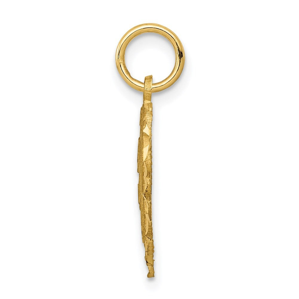 14k Yellow Gold Heart Letter N Charm