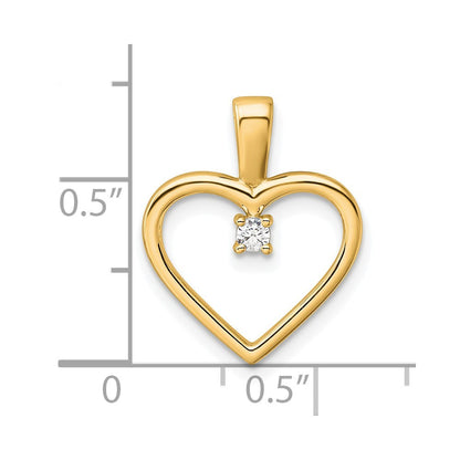 14k Yellow Gold AA .05ct. Diamond Heart Pendant