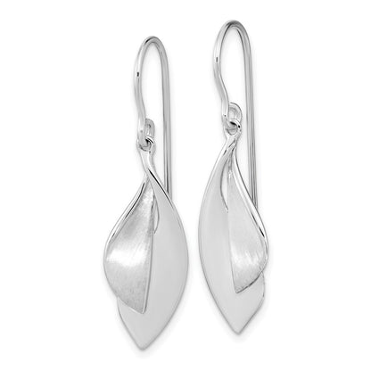 Sterling Silver RH plate Brushed and Polished Dangle Shephard Hook Earrings