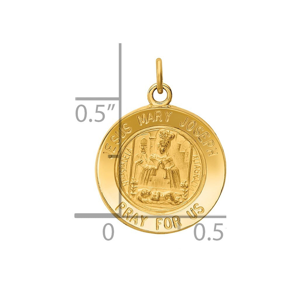 14k Yellow Gold Jesus, Mary, Joseph Medal Charm Pendant for Women