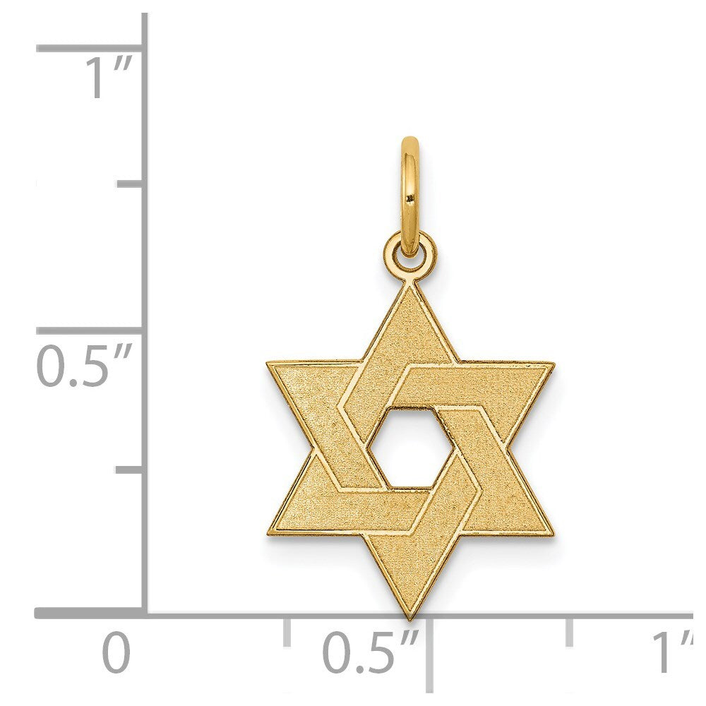 14k Yellow Gold Laser Designed Star of David Charm Pendant for Women