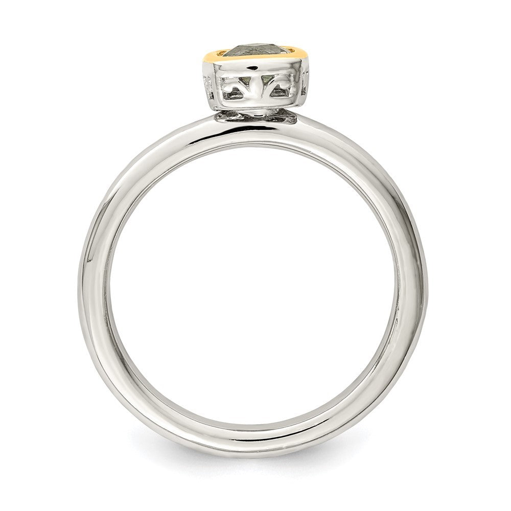 Sterling Silver Rhodium-plated with 14K Accent  Cushion-cut Aquamarine Ring
