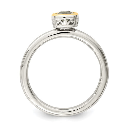 Sterling Silver Rhodium-plated with 14K Accent  Cushion-cut Aquamarine Ring