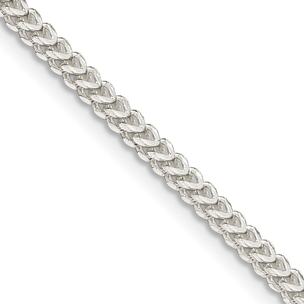Sterling Silver 2mm Diamond-Cut Square Franco Chain Necklace