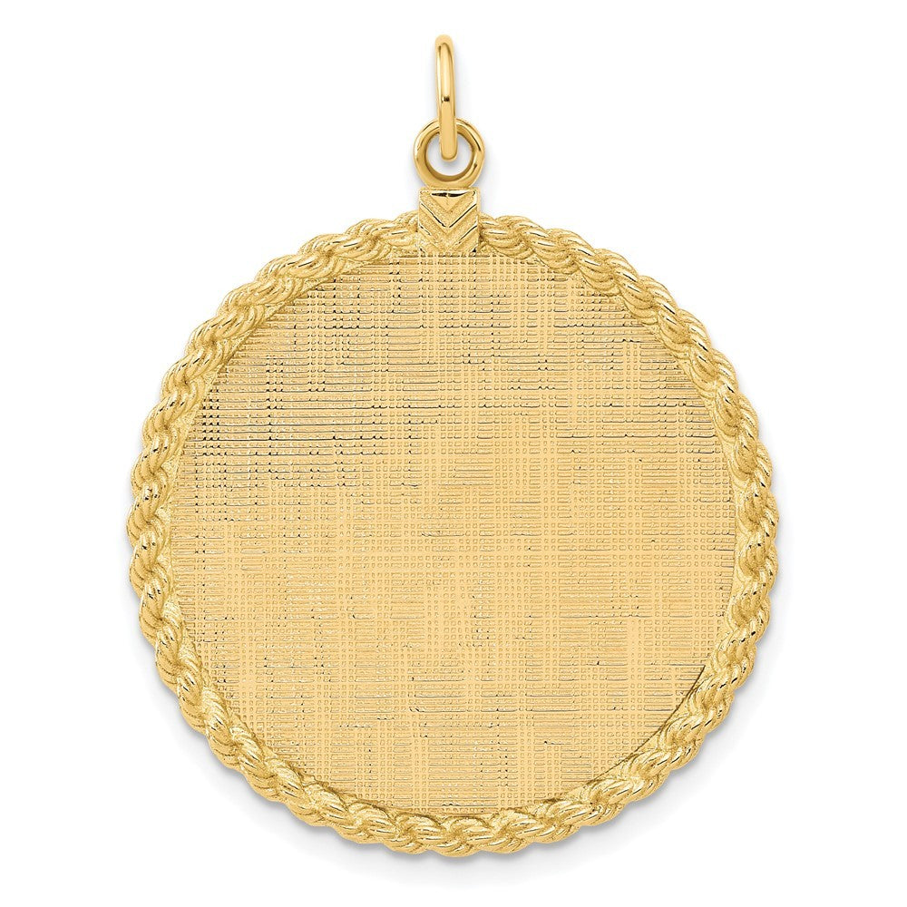 14k Yellow Gold Patterned .013 Gauge Engravable Rope Disc w Satin Back
