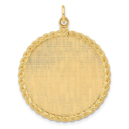 14k Yellow Gold Patterned .013 Gauge Engravable Rope Disc w Satin Back