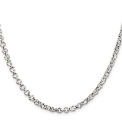 Sterling Silver 4.25mm Semi-solid Rolo Chain Necklace