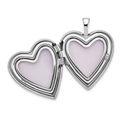 14k White Gold 20mm Flower Vine Border Heart Locket