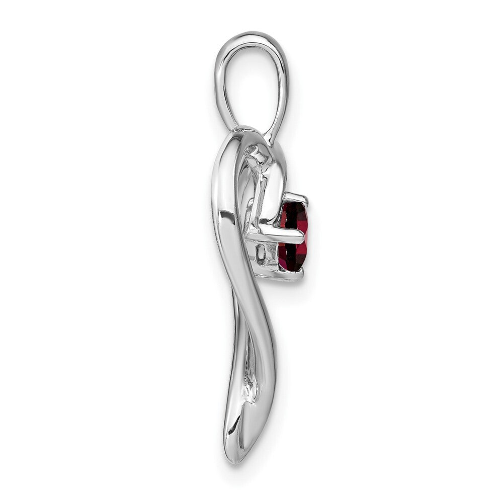 14k White Gold Garnet Heart Pendant for Women