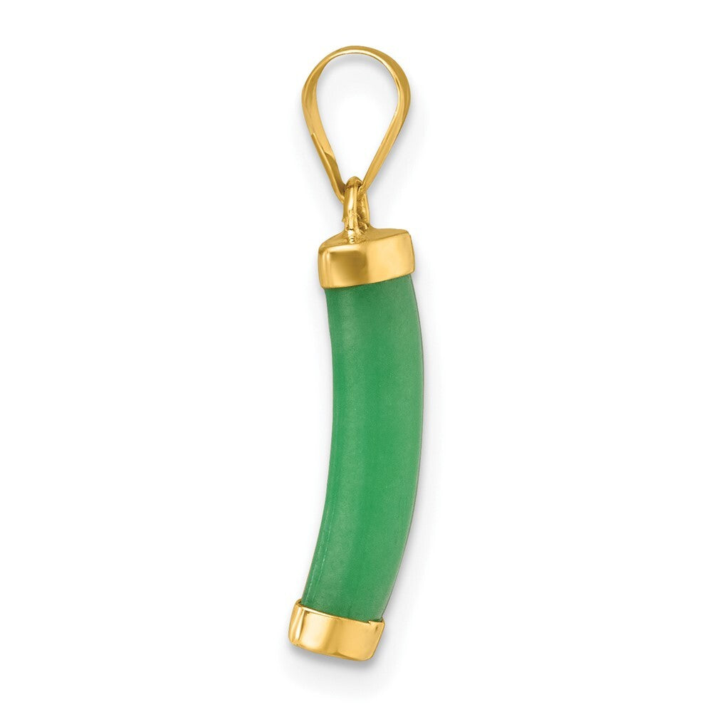 14k Yellow Gold Polished Jade Domed Bar Pendant for Women
