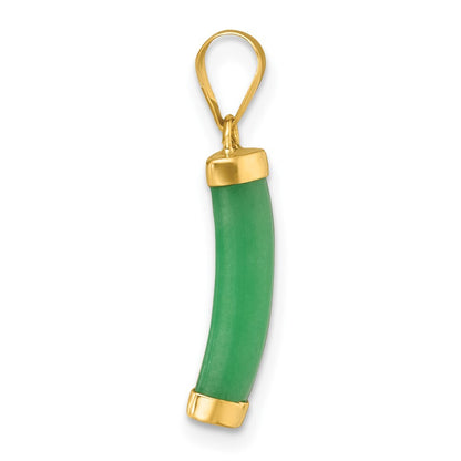 14k Yellow Gold Polished Jade Domed Bar Pendant for Women